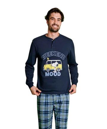 Pigiama uomo a manica lunga in jersey di cotone Snoopy PNG4823