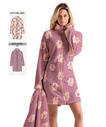 Vestaglia donna in caldo pile coral Infiore Penguin PNG673015