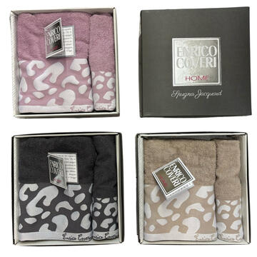 SET OF FACE AND GUEST TOWELS JACQUARD SPONGE ENRICO COVERI RAND - CIAM Centro Ingrosso Abbigliamento