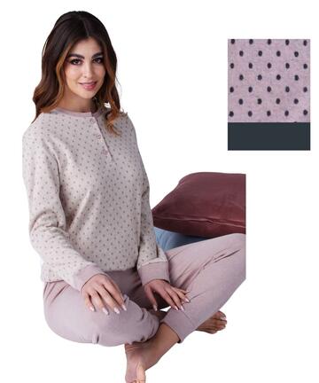 Pigiama donna in caldo jersey di cotone lanato Karelpiù SK92691 - CIAM Centro Ingrosso Abbigliamento
