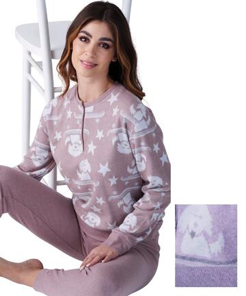 Pigiama donna in caldo jersey di cotone lanato Karelpiù SK9269 - CIAM Centro Ingrosso Abbigliamento