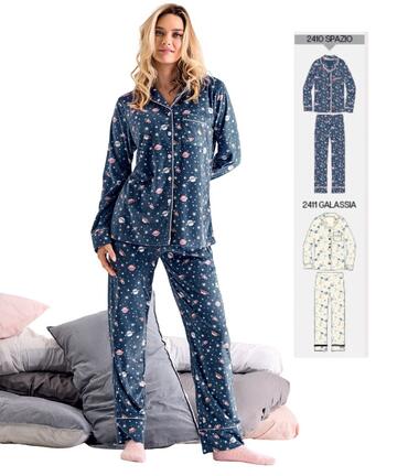 Pigiama donna aperto in caldo micro-pile coral Infiore Space Trip SPC652845 - CIAM Centro Ingrosso Abbigliamento