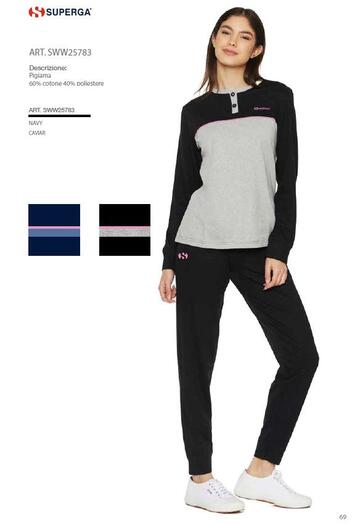Pigiama donna in jersey di cotone caldo Superga SWW25783 - CIAM Centro Ingrosso Abbigliamento
