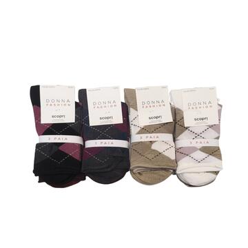 Women's short socks in warm stretch cotton with a pattern. Discover Claudine. - CIAM Centro Ingrosso Abbigliamento