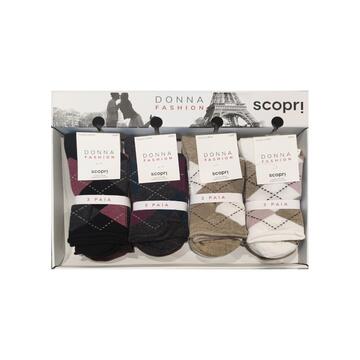 Women's short socks in warm stretch cotton with a pattern. Discover Claudine. - CIAM Centro Ingrosso Abbigliamento