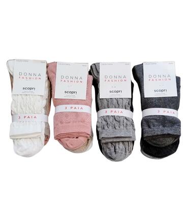CAlzino corto donna in caldo cotone operato Scopri Prisco Terra TRI-PACK - CIAM Centro Ingrosso Abbigliamento