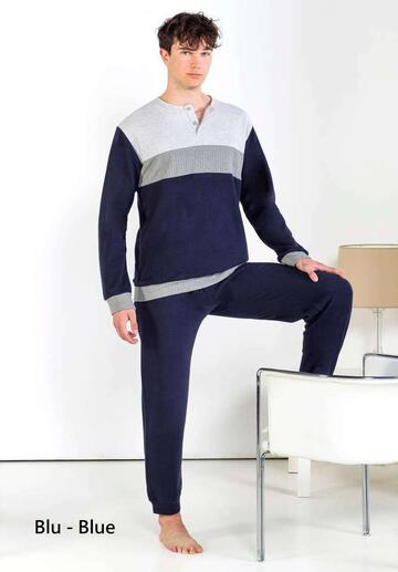 Men's pajamas in warm wool cotton StellaDueGi U9048 - CIAM Centro Ingrosso Abbigliamento