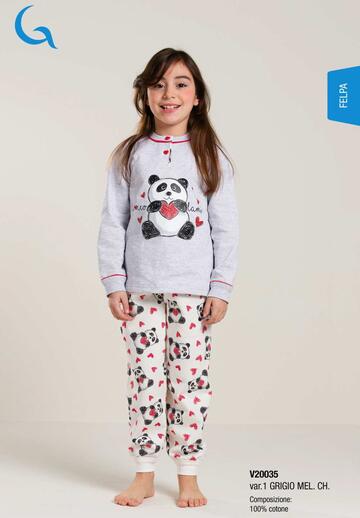 Pigiama da bambina in calda felpa di cotone Gary V20035 Tg.3/7 anni - CIAM Centro Ingrosso Abbigliamento