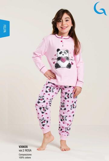 Pigiama da bambina in calda felpa di cotone Gary V20035 Tg.3/7 anni - CIAM Centro Ingrosso Abbigliamento