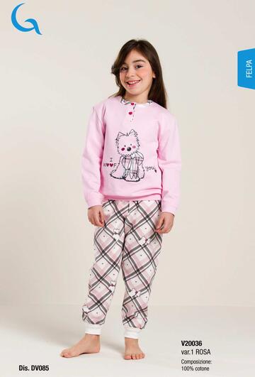 Pigiama da bambina in calda felpa di cotone Gary V20036 Tg.3/7 anni - CIAM Centro Ingrosso Abbigliamento