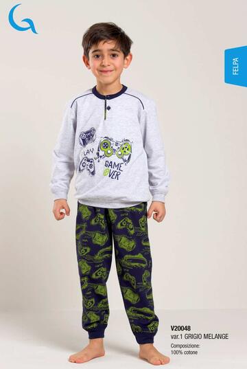 Pigiama da bambino in calda felpa di cotone Gary V20048 - CIAM Centro Ingrosso Abbigliamento