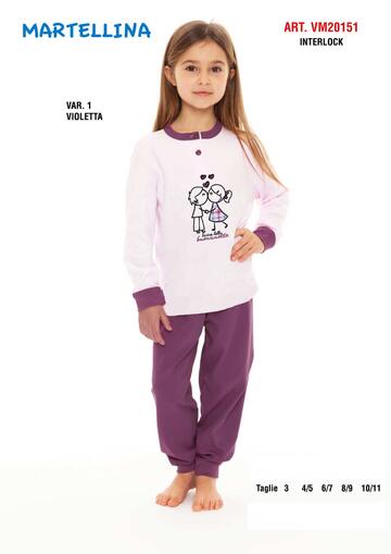 Pigiama da bambina in CALDO cotone Martellina VM20151 - CIAM Centro Ingrosso Abbigliamento