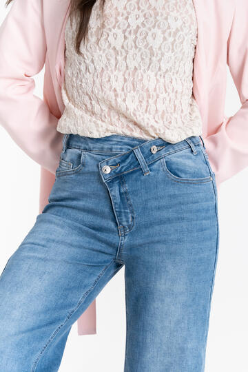 JEANS WIDE LEG CHIUSURA ASIMMETRICA FIORENZA AMADORI WH3387 - CIAM Centro Ingrosso Abbigliamento