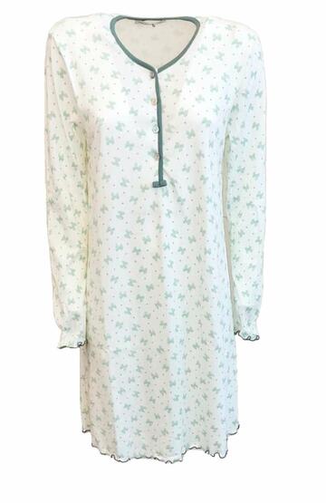 Camicia da notte donna manica lunga in cotone Fiorenza Amadori Zaffiro - CIAM Centro Ingrosso Abbigliamento