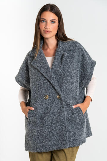 VESTE FEMME SANS MANCHES EN LAINE BOUILLIE FIORENZA AMADORI J8140 - CIAM Centro Ingrosso Abbigliamento