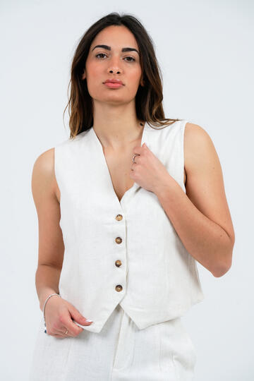 WOMEN'S LINEN EFFECT VEST FIORENZA AMADORI J162 - CIAM Centro Ingrosso Abbigliamento