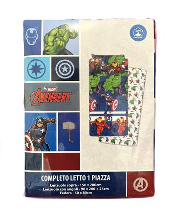 COMPLETO LETTO BAMBINO COTONE MARVEL AVENGERS 1 PIAZZA  - CIAM Centro Ingrosso Abbigliamento