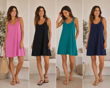 ABITO DONNA SMANICATO CON SPALLINE MULTIPLE SAMIRA LADY 06901&nbsp; - CIAM Centro Ingrosso Abbigliamento
