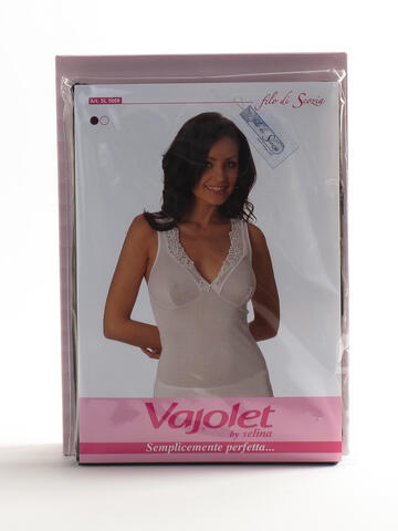 Canotta spalla larga donna in filo di scozia scollo v con macramè e forma seno Vajolet 5068 - CIAM Centro Ingrosso Abbigliamento