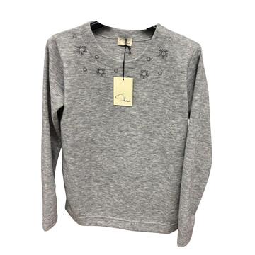 MAGLIA DONNA GIROCOLLO CON DECORO STRASS FLORA 2545 - CIAM Centro Ingrosso Abbigliamento