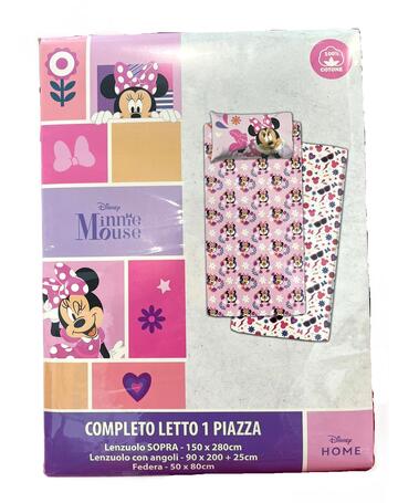 COMPLETO LETTO BAMBINA COTONE DISNEY MINNIE 1 PIAZZA   - CIAM Centro Ingrosso Abbigliamento