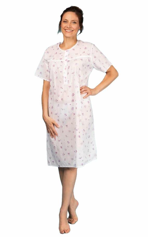 Women's short-sleeved cotton Baptist nightdress Silvia 1018