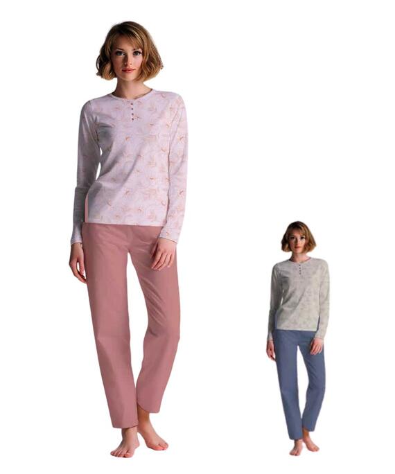 Pigiama donna a serafino in jersey di cotone Cippi 1026