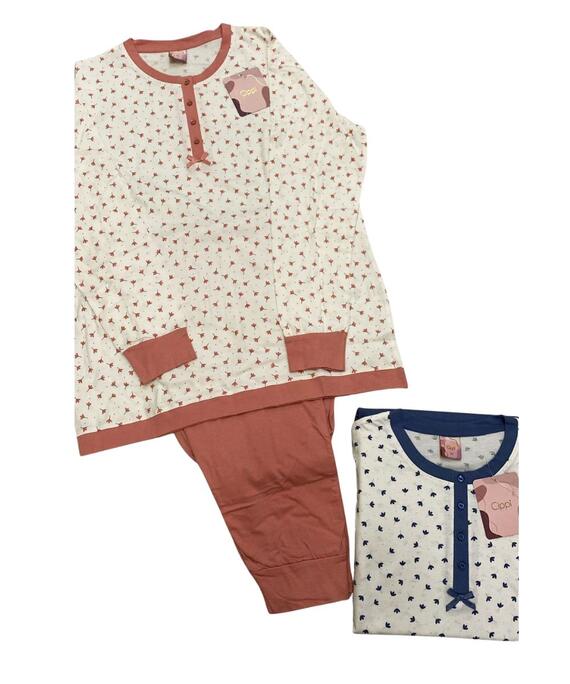 Pigiama donna a serafino in jersey di cotone Cippi 1031