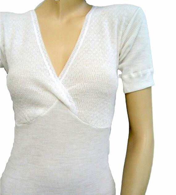 Women's underwear shirt, wool blend, short sleeve, breast shape Gicipi 105