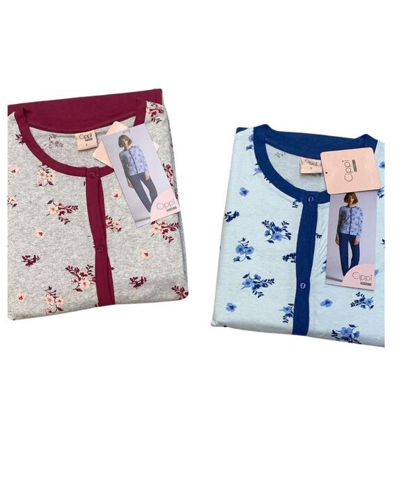 Pigiama donna aperto in jersey di cotone Smarty by Cippi 1070