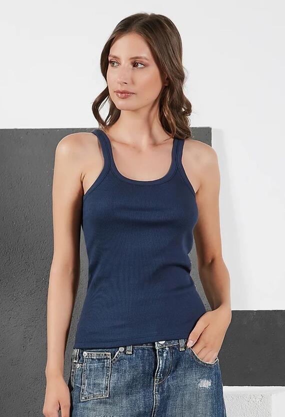 Women's narrow shoulder tank top in Sublyme 1201 ribbed cotton