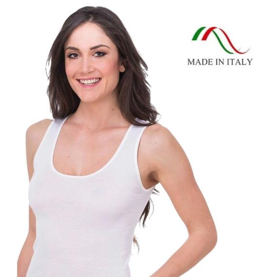 Canottiera donna in cotone spalla larga Leable 1404 Tg.3/6 Bianco