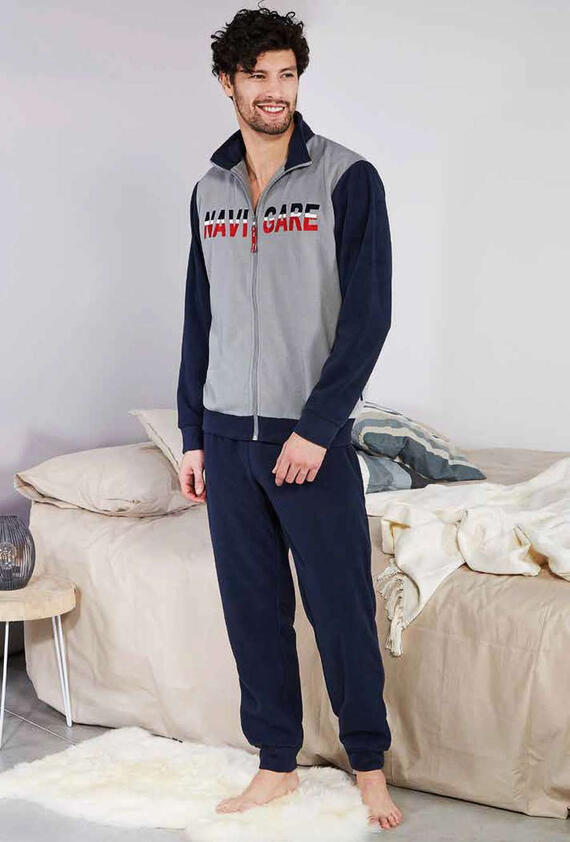 Men's fleece tracksuit pajamas with zip Navigare 141375