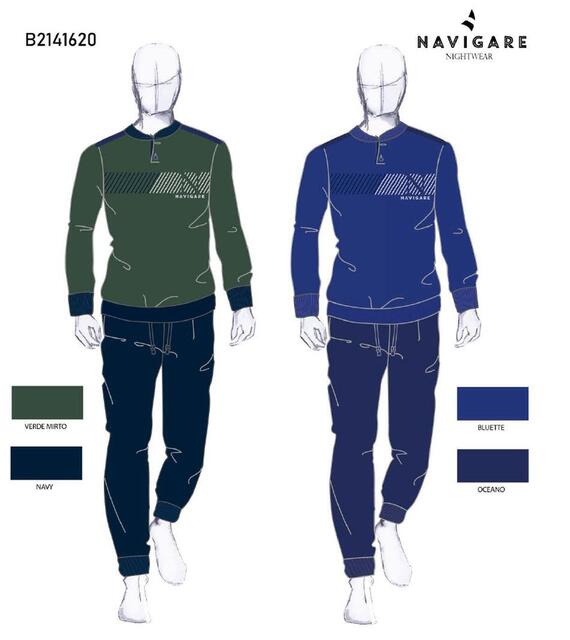 Men's long-sleeved cotton jersey pajamas Navigare 141620