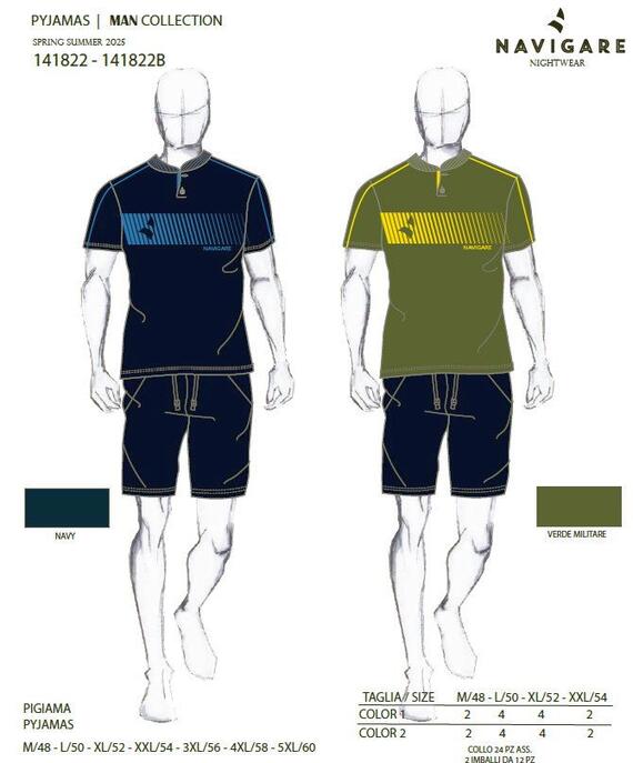 Men's short-sleeved cotton pajamas Navigare 141822
