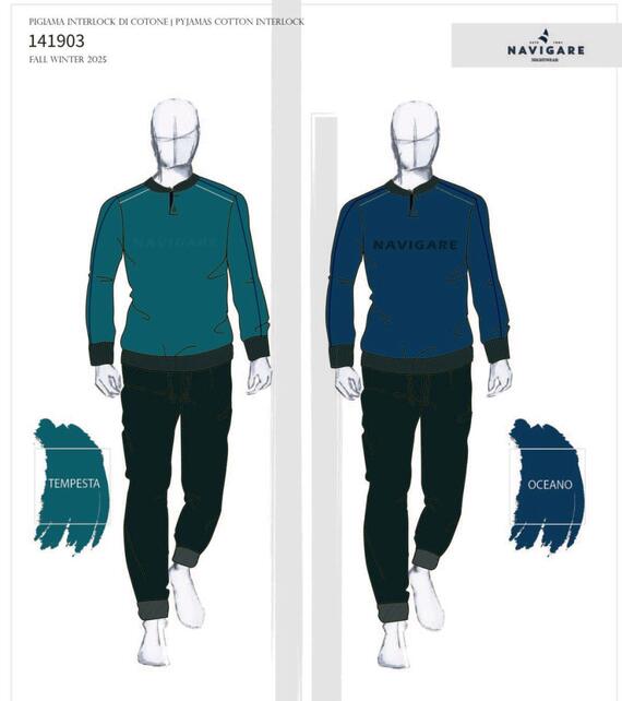 Navigare 141903 Men's Warm Cotton Jersey Pajamas