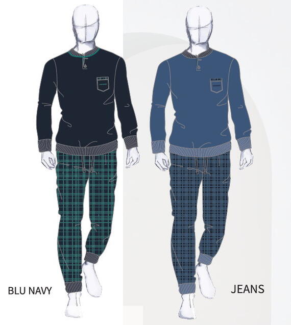 Pigiama uomo in jersey di cotone a manica lunga Navigare 141974