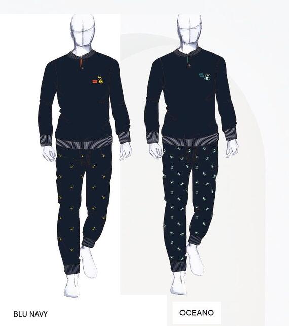 Pigiama uomo in jersey di cotone a manica lunga Navigare 142005