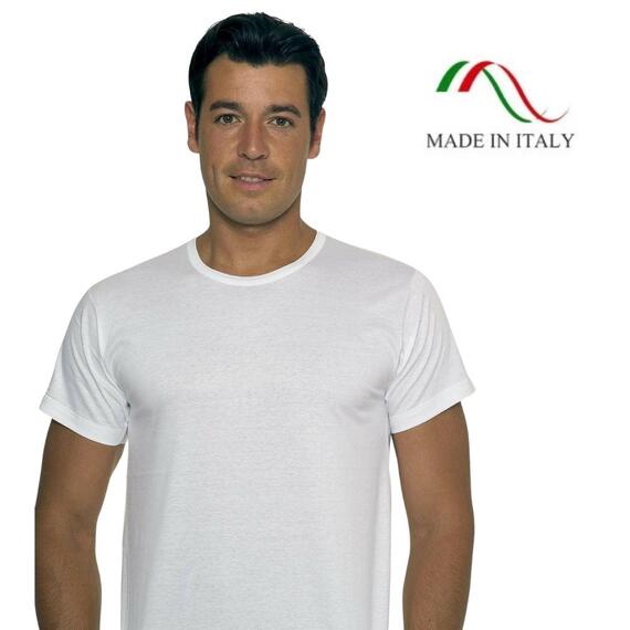 T-shirt uomo in cotone mercerizzato girocollo Leable 1421 Tg.10/12 Bianco