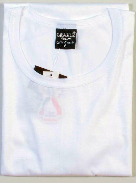 T-shirt uomo in cotone mercerizzato girocollo Leable 1421 Tg.4/7 Bianco