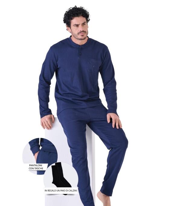 Pigiama uomo calibrato in jersey di cotone caldo Navigare 14258B