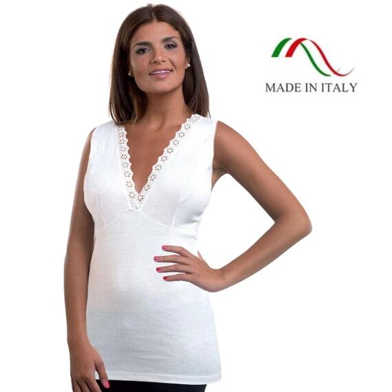 Canottiera donna spalla larga in cotone con forma seno Leable 1464