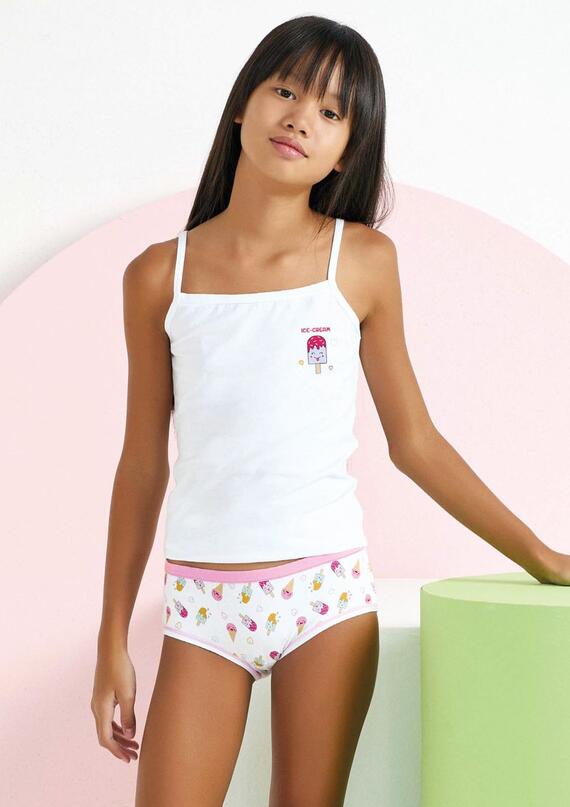 Completo bambina con canottiera e slip in cotone elasticizzato Jadea 149