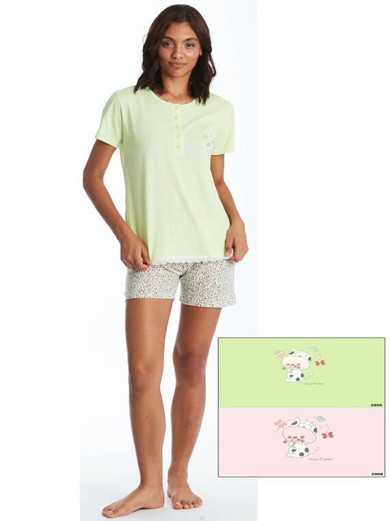 Crazy Farm 15922 women's short-sleeved cotton jersey pajamas
