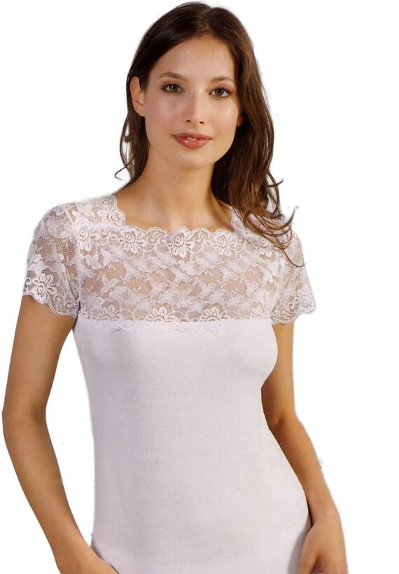 Women's underjacket in modal cotton with lace flounce Esse Speroni 1708 Fashion Colors