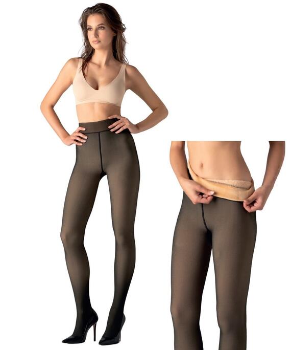 Collant donna effetto velato con calda felpa orsetto interna Gladys COD1787