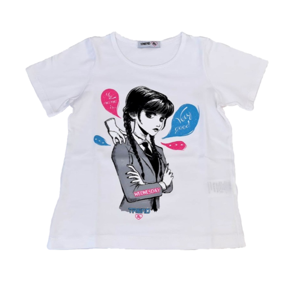 T-shirt bambina manica corta Mercoledì Addams TW07 6-14 anni 