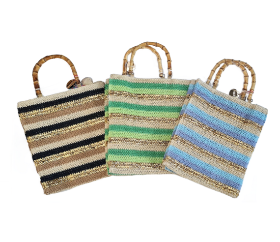 BEACH BAG IN ECO-RAPHIA AND BAMBOO HANDLE 23543 VOGUE