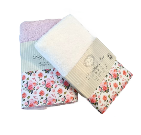 Towel + guest set in 100% cotton digital print DiGITAL ART maison sophie