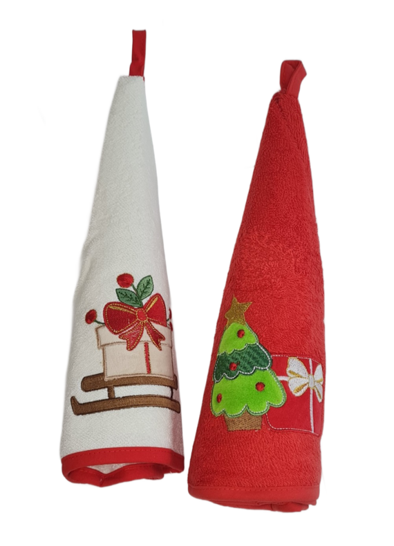 Strofinaccio rorondo con ricamo natalizio girella natale vingi 